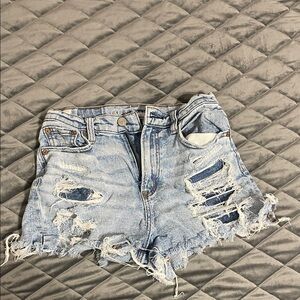 American Eagle Outfitters Light Blue Distressed Jean Shorts